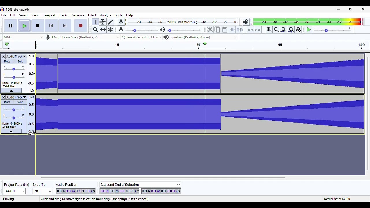 my FS THUNDERBOLT 1003A alert synth in audacity