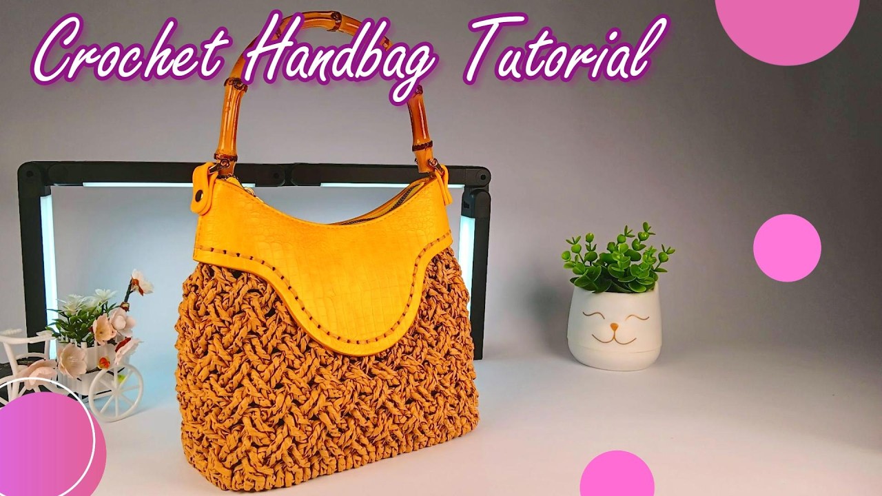 Crocheted Handbag, Like Braided, Tutorial in 4K, Subtitles EN