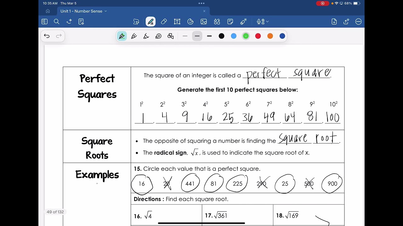 Exponents and Square Root March 5, 2026