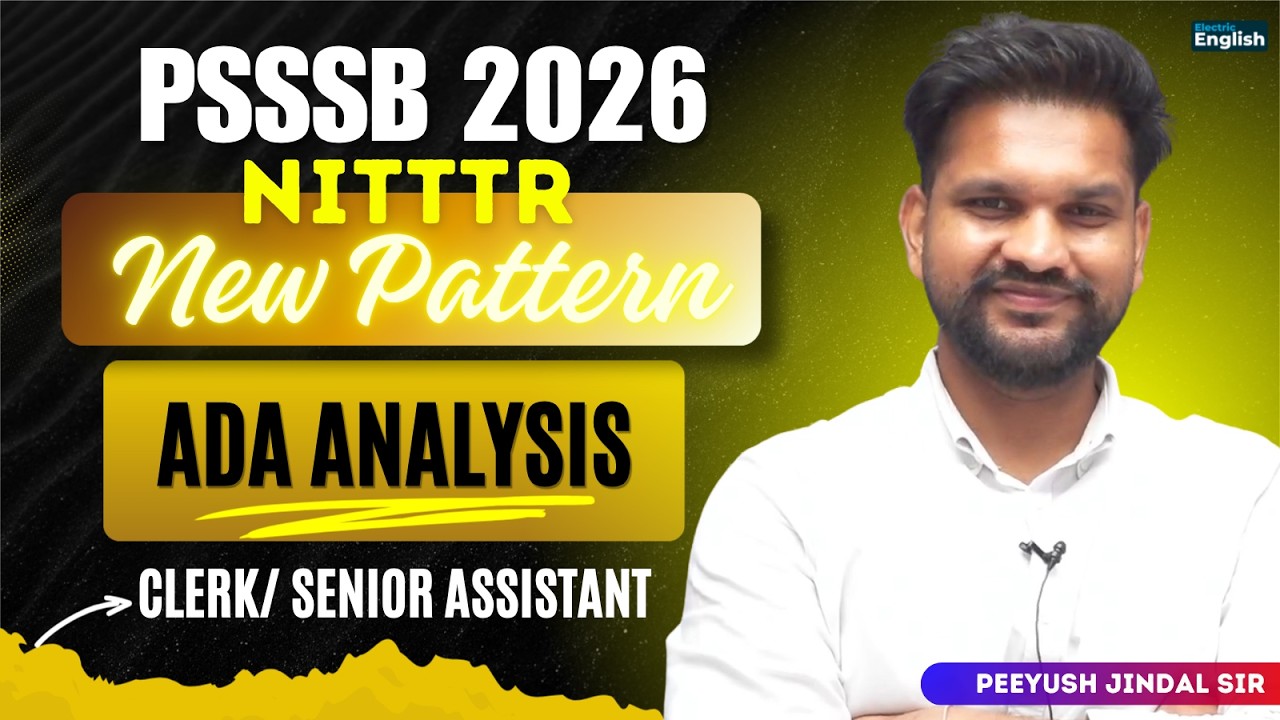PSSSB ADA Exam Answer Key || PSSSB New Pattern Clerk/ Senior Assistant 2026 || Electric English