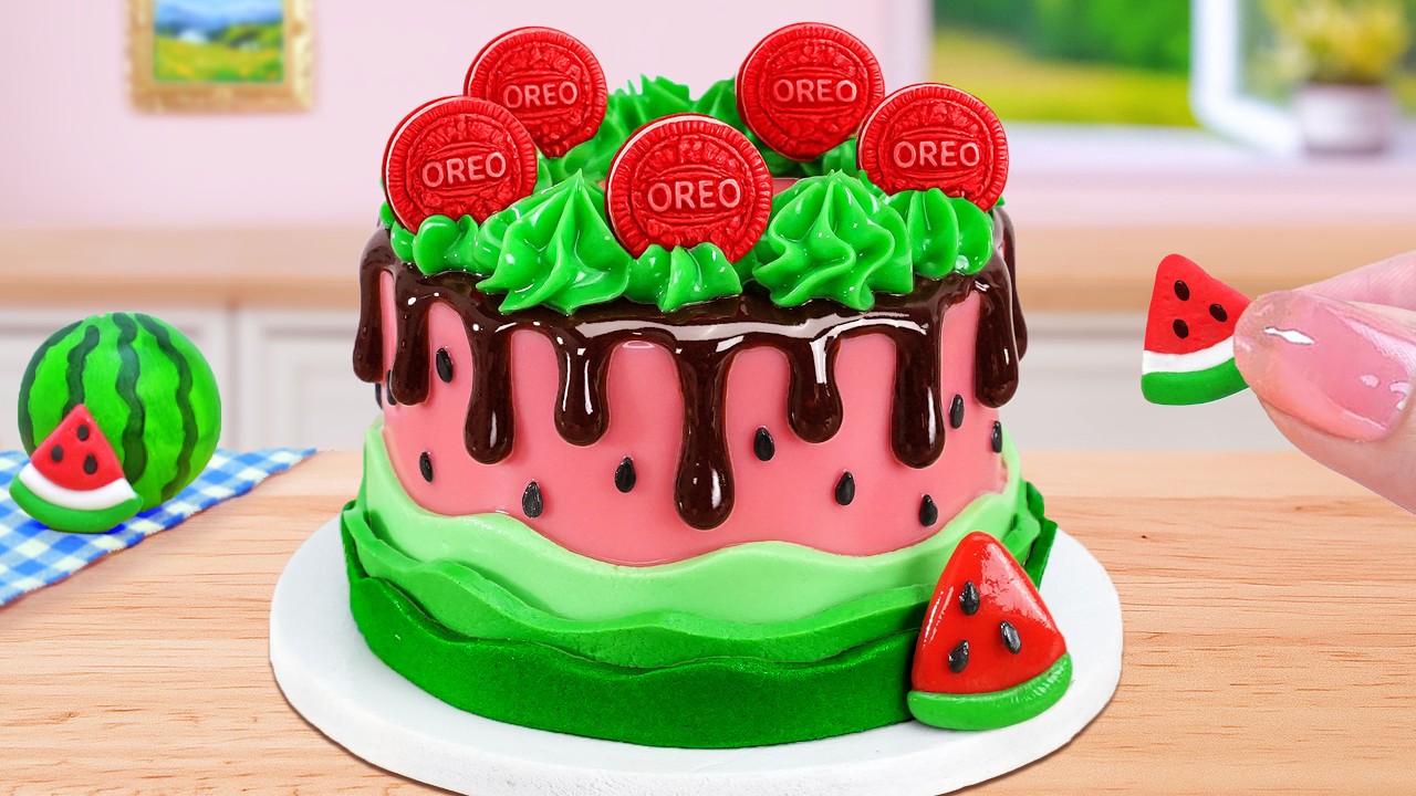 OREO Watermelon Cake Recipe 🍉Making Miniature OREO Fruits Fondant Cake Decorating🍪Mini Cakes