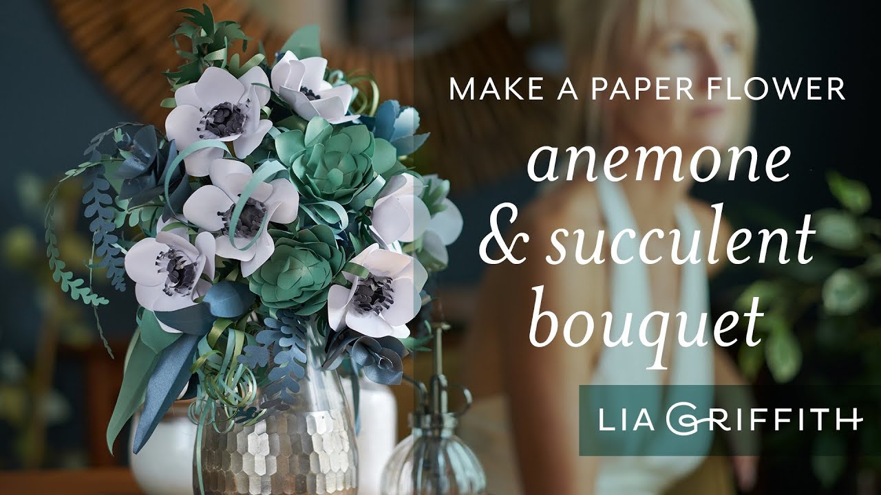 How To Make a Bridal Bouquet with Paper Anemone Flowers and Succulents