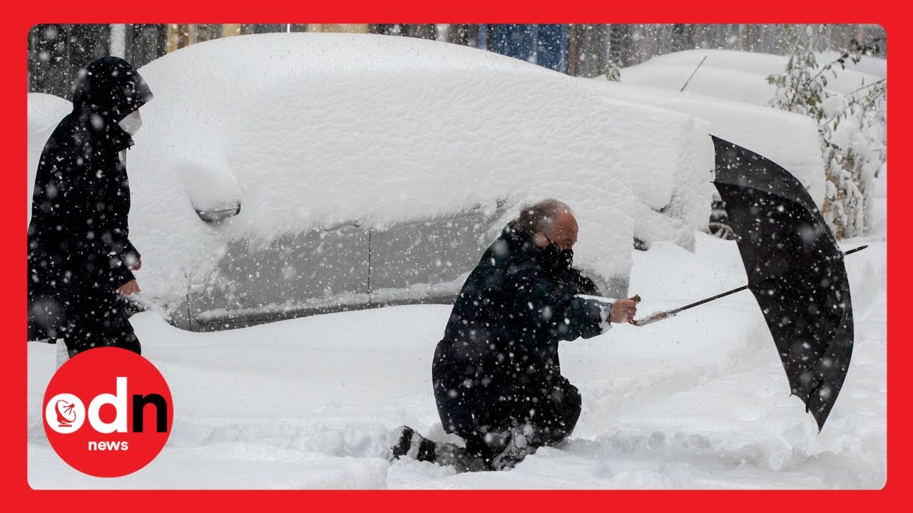 Travel CHAOS as Freak Blizzard Covers Madrid in Deep Snow