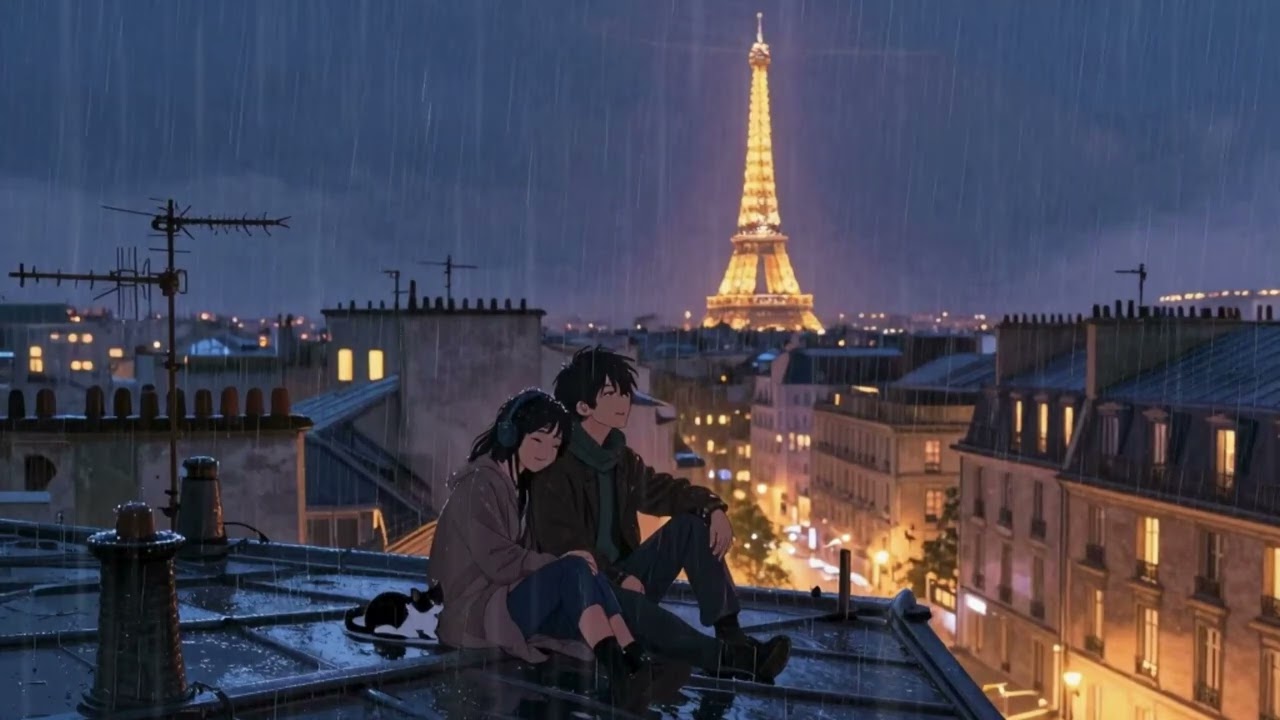 Romantic Lo-Fi Rain in Paris 🌧️ Cozy Night Beats for Study & Relax