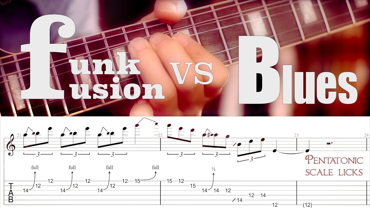 Funk (Fusion) vs Blues - Pentatonic Licks | GuitarLessontv