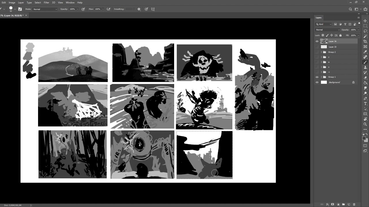 value studies with a different tecnique