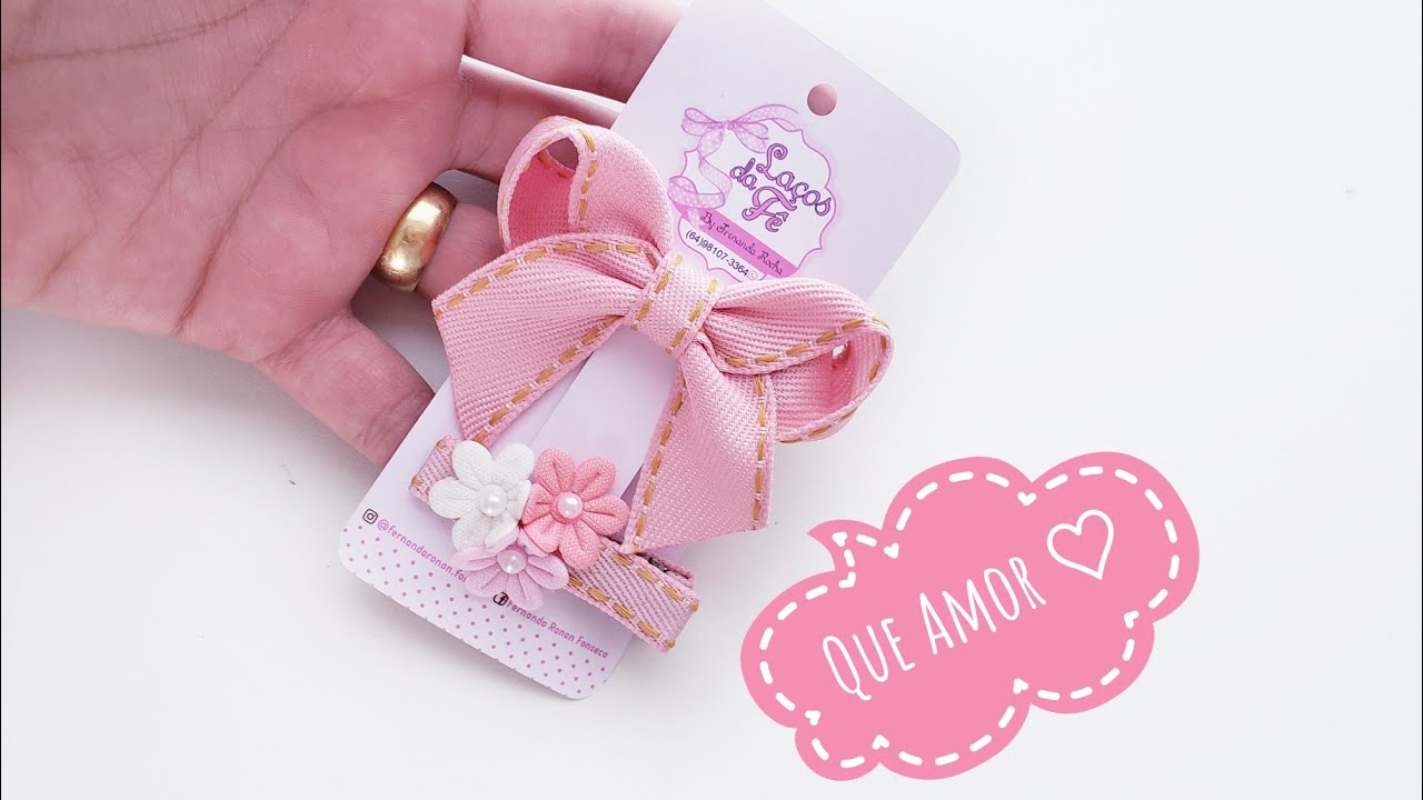 Laço Jeans Rosa - Flor 3D - Parzinho fofo - Dicas para Iniciantes 😍