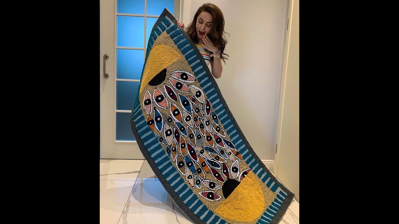 Muhteşem Kasnaksız Punch Halı Yapımı - (Nazar temalı) Punchneedle Rug Hooking
