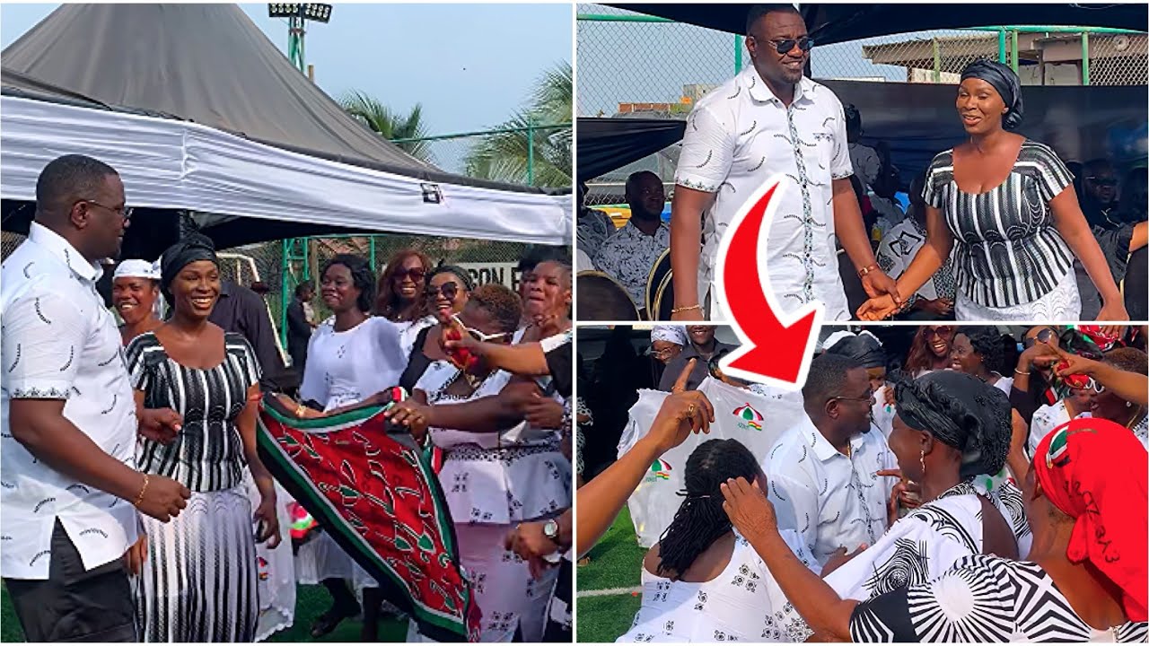John Dumelo’s Wife Drags Him To Dance With NDC Ladies At His Father’s Funeral