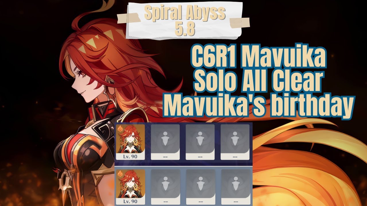 C6R1 Mavuika Solo All Clear Mavuika's Birthday Spiral Abyss 5.8