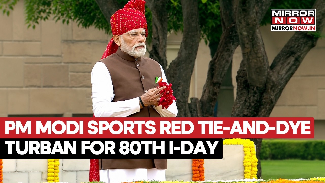 PM Modi Sports Red Tie-And-Dye Bandhani Turban For 80th Independence Day Celebrations | Watch
