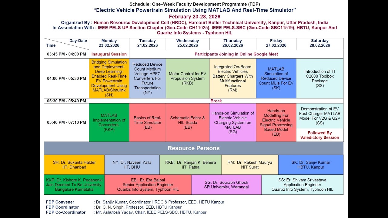 Day-2, Session-1 FDP on Electric Vehicle Powertrain Simulation Using MATLAB and Real-Time Simulator