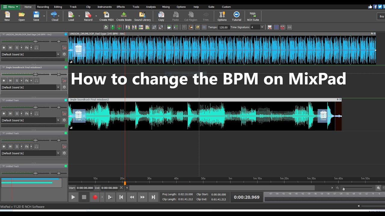how to change the BPM on Mixpad music software