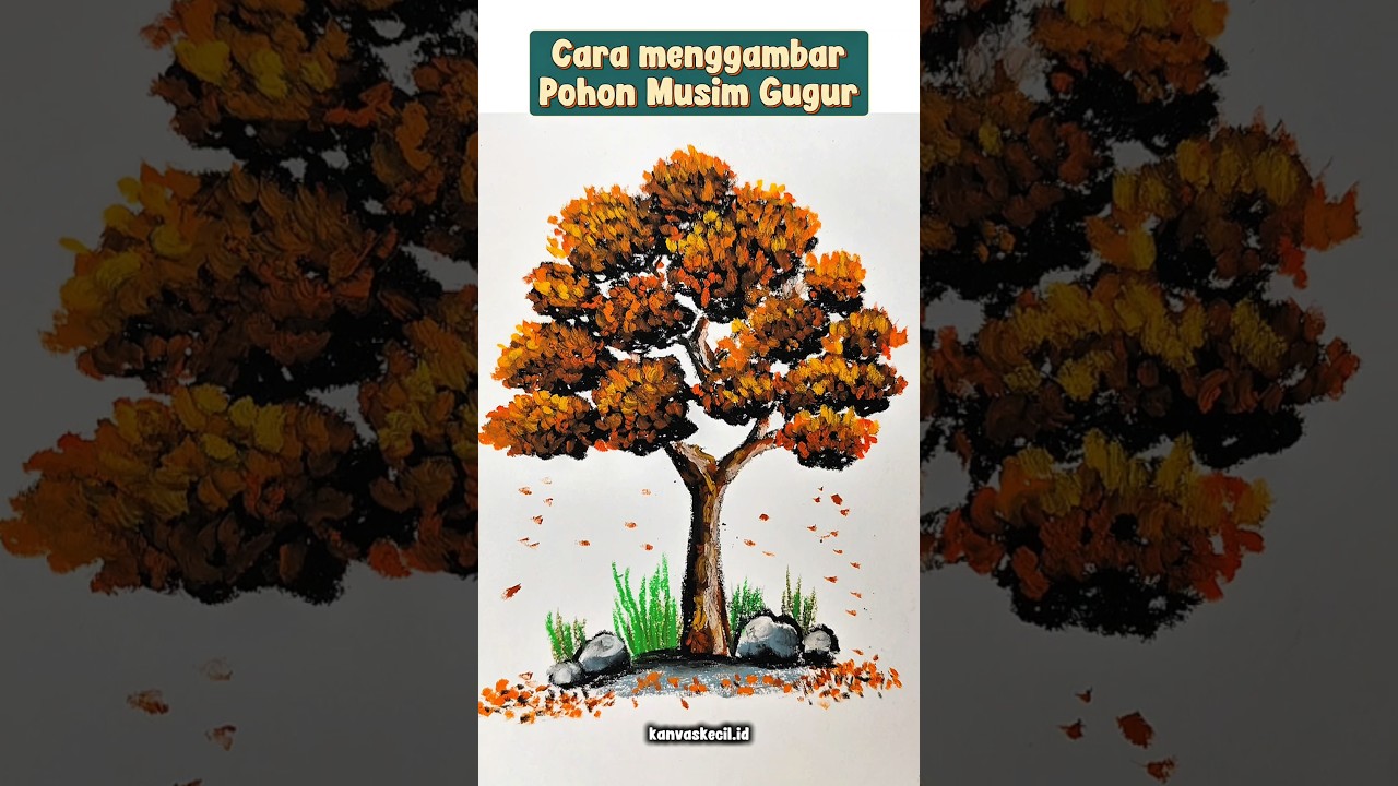 Tutorial menggambar pohon musim gugur (step by step). Gampang banget. Ikutin caranya.