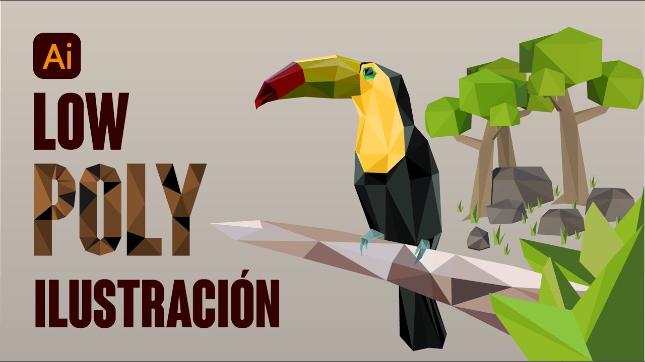 Cómo crear divertidas ilustraciones low poly de manera fácil y rápida 😃 | Low poly en illustrator