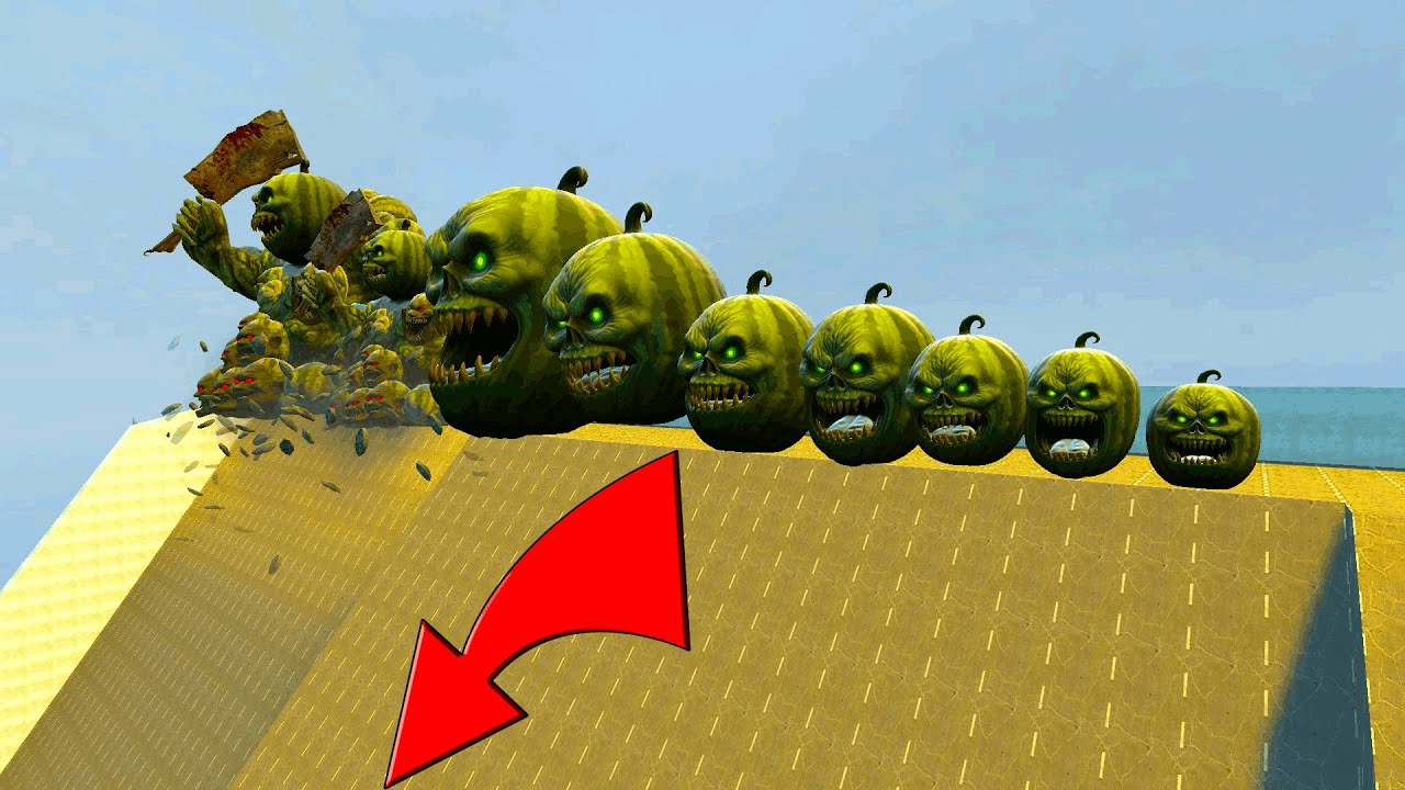 KICKING LIN GANG MONSTER MELONS DOWN GIANT SLIDE IN GMOD !