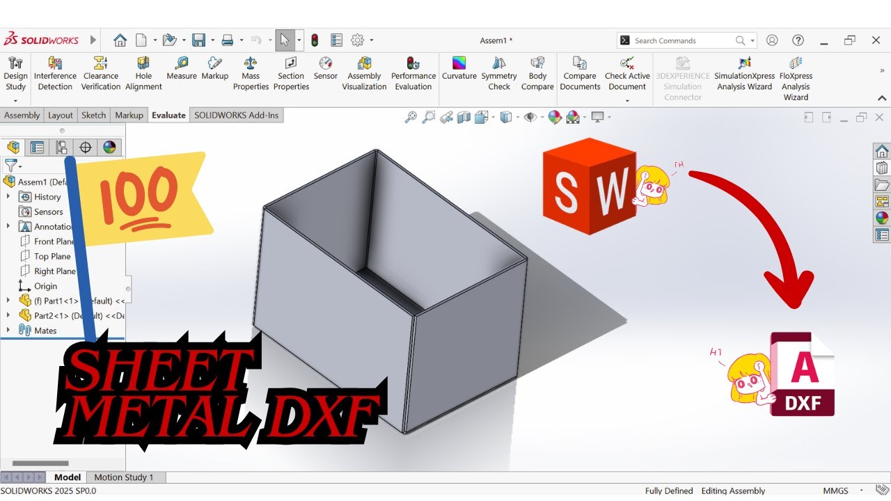 Converting SolidWorks Sheet Metal Parts to DXF for Laser Cutting 🔥⚙️ | Complete Tutorial