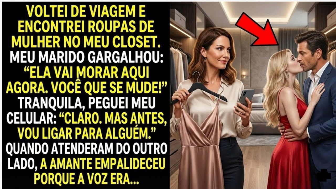 Voltei de viagem e encontrei roupas de mulher no meu closet. Meu marido gargalhou...