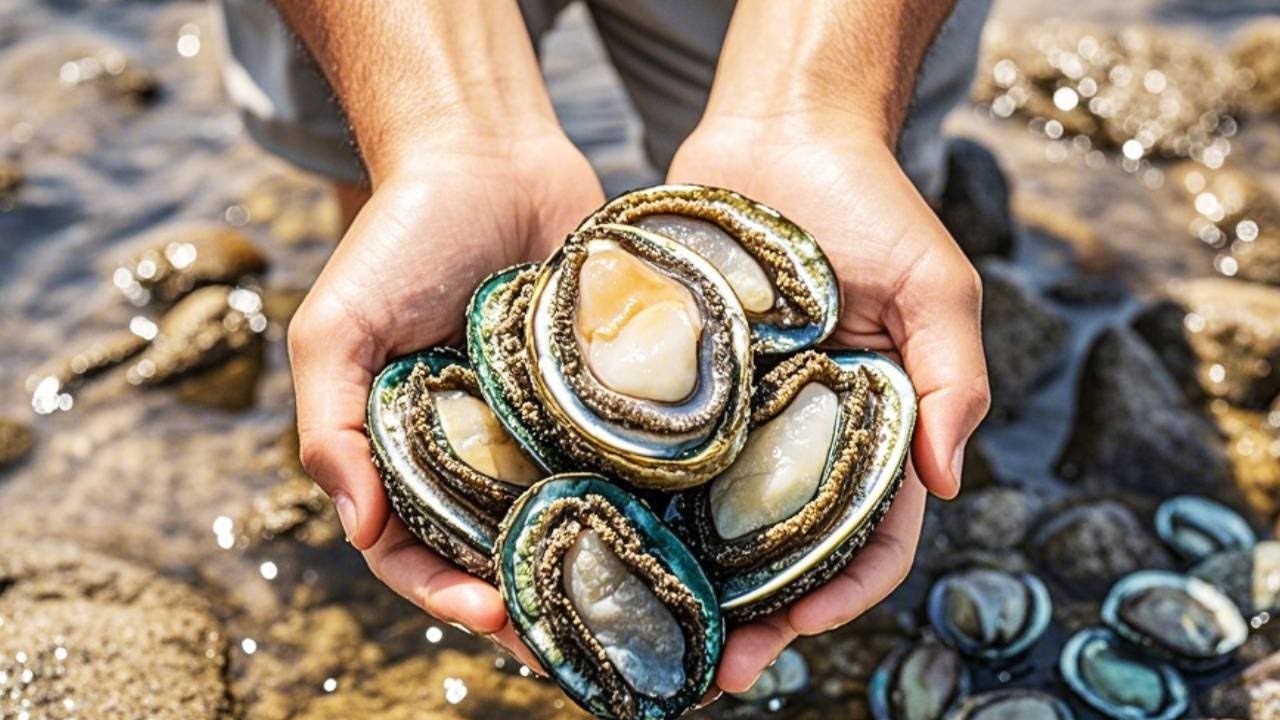 退潮後好多鮑魚，牛牛忙得抓不過來，太爽了吧！【牛牛赶海海鲜】