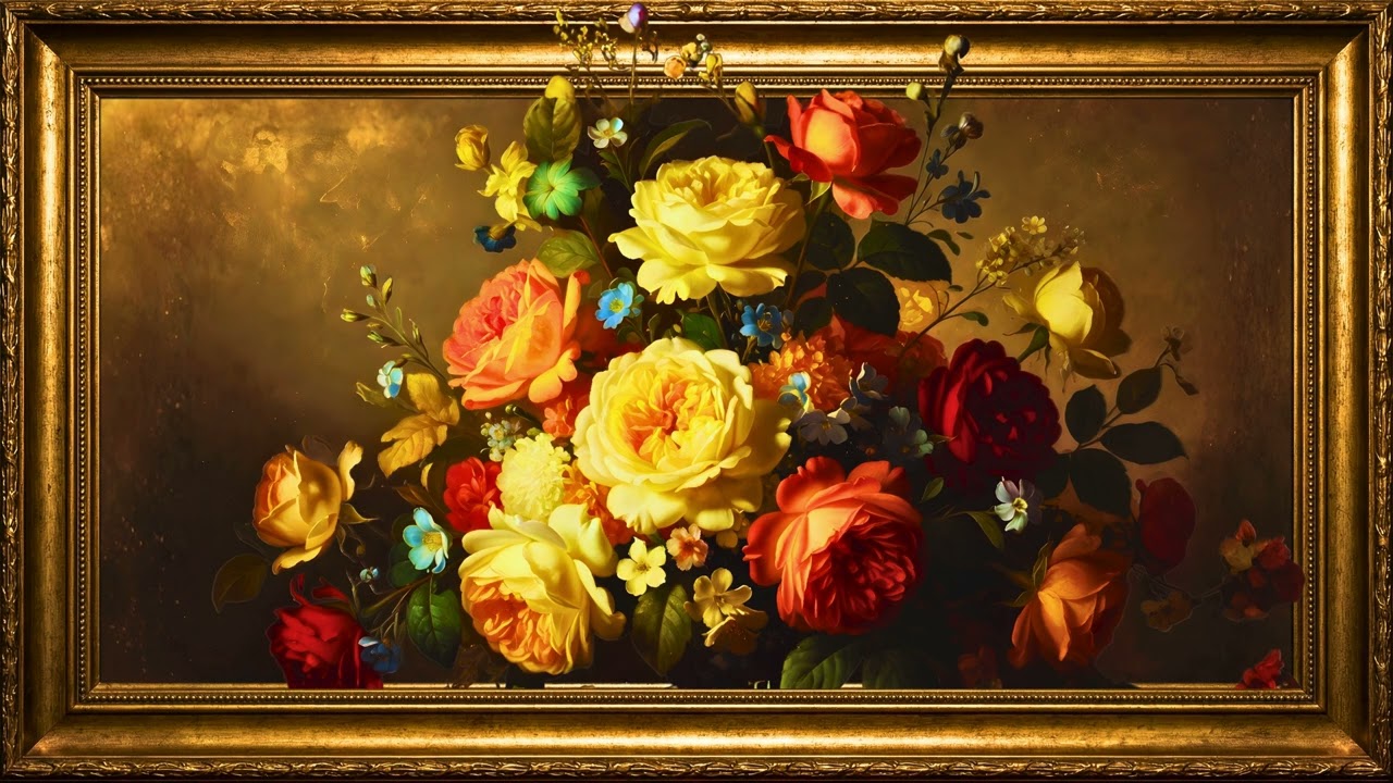 The flowers are arranged in a natural, romantic, slightly wild composition with overlapping petals