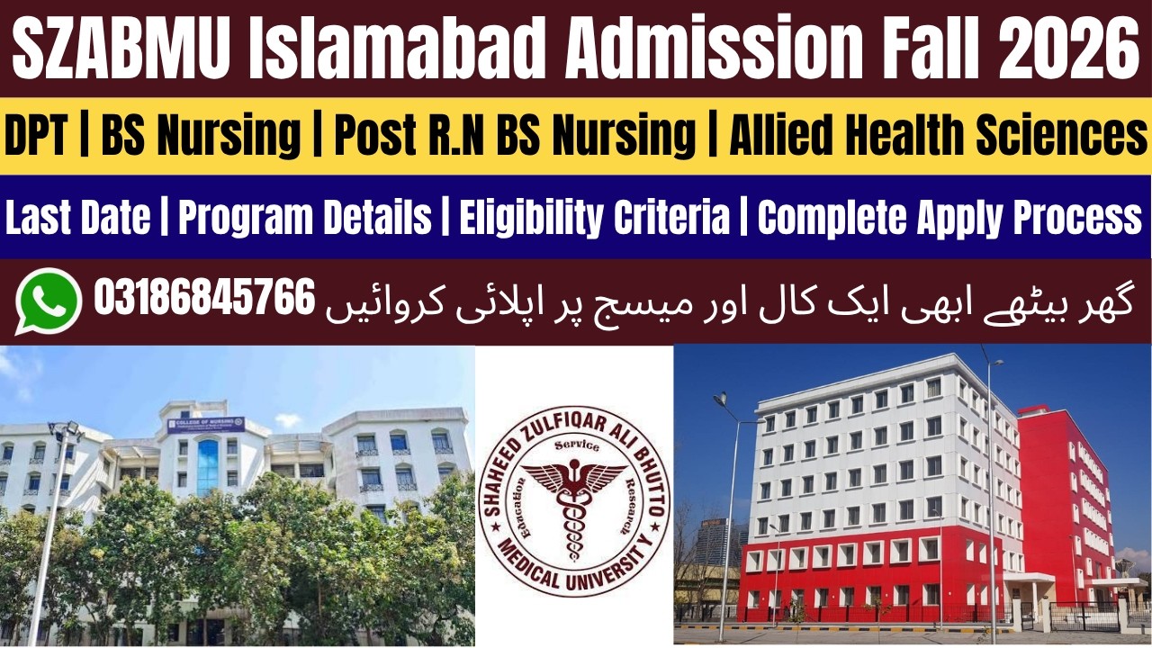 SZABMU AHS Admission 2026 | SZABMU Admission 2026 | SZABMU DPT Admission | Nursing Admission 2026