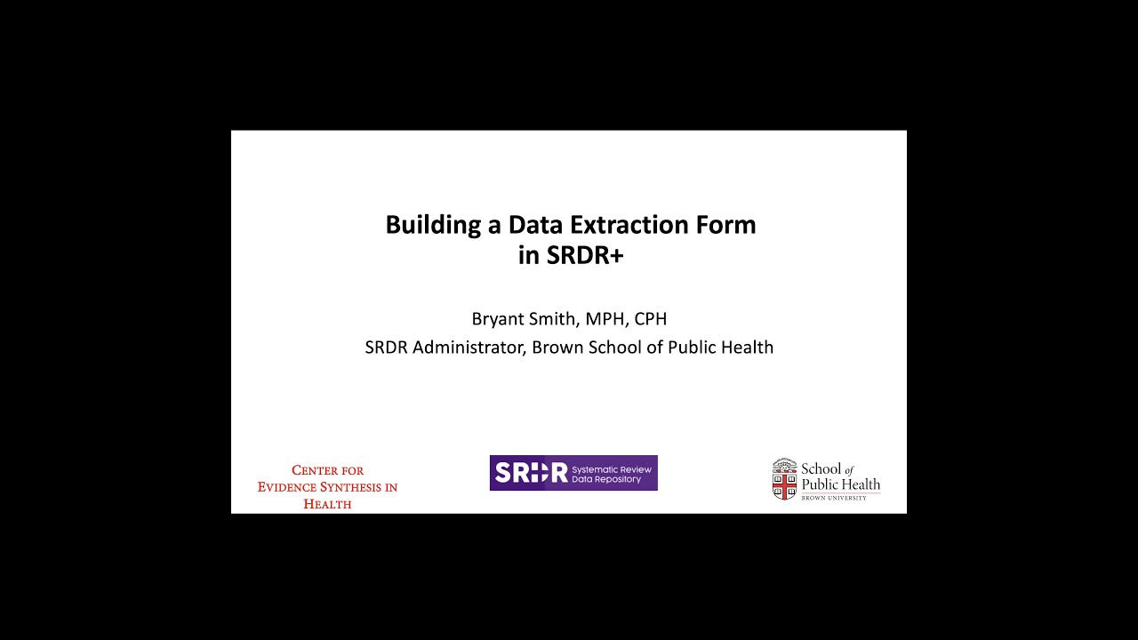 Building a Data Extraction Form in SRDR+