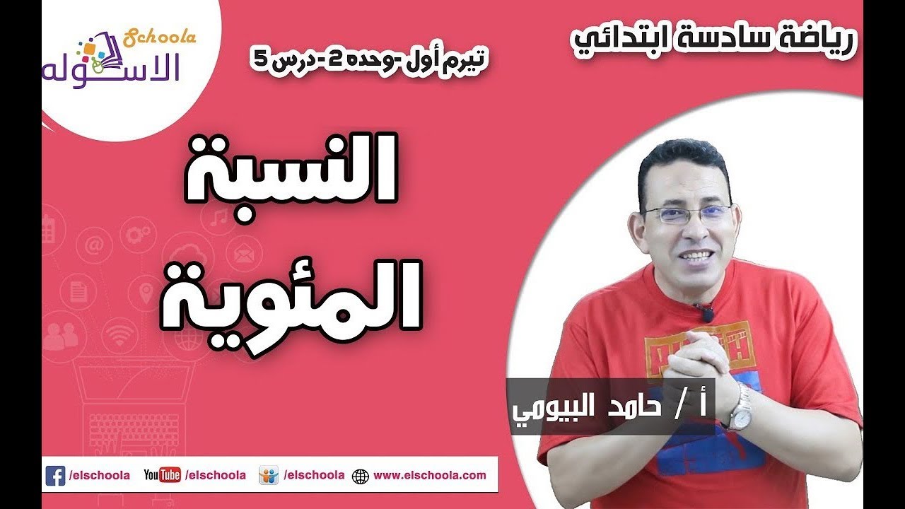 رياضيات سادسة ابتدائي | حساب المائة-النسبة المئوية | تيرم1 - وح2 - در5 | الاسكوله