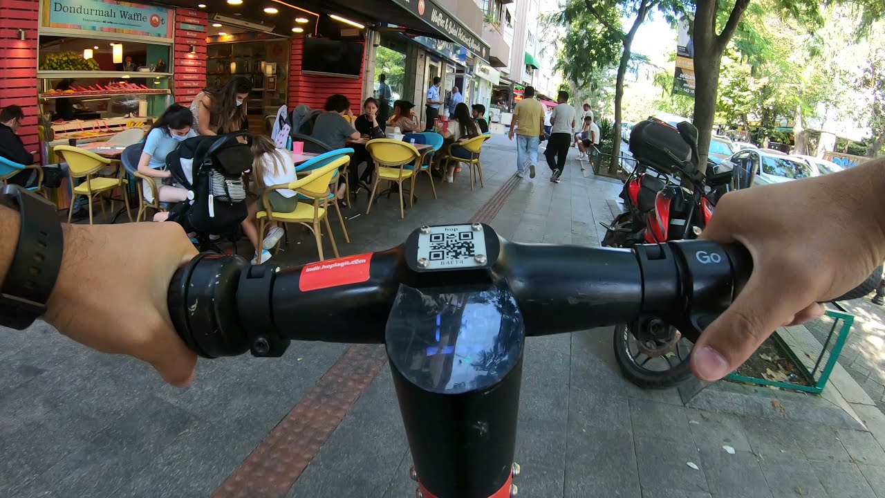 "HOP" Okai ES400 Electric Scooter To Rent in Kadıköy - Istanbul Ride (Environment Sound Only) 4K