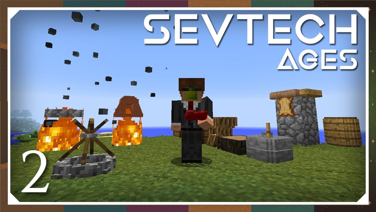Sevtech: Ages | Дробилка, лезвие для флюида, кожа и кровать! | E02 (модпак SevTech Ages)