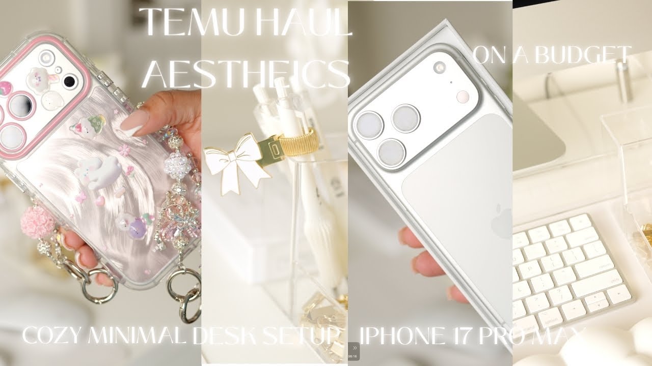 MINIMAL COZY DECK TOUR | SETUP  | TEMU AESTHETICS + IPHONE 17 PRO MAX AESTHETIC - ON A BUDGET