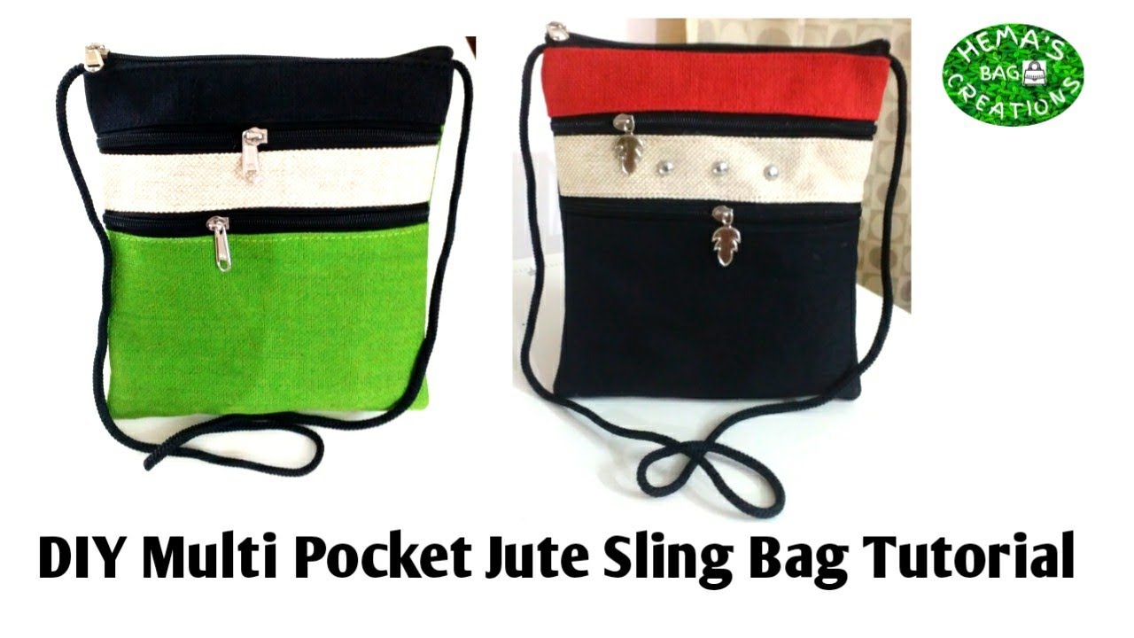 DIY How To Make #jute Sling Bag Tutorial/Multi Pocket Side/Cross/Sling Bag Tutorial Making At Home