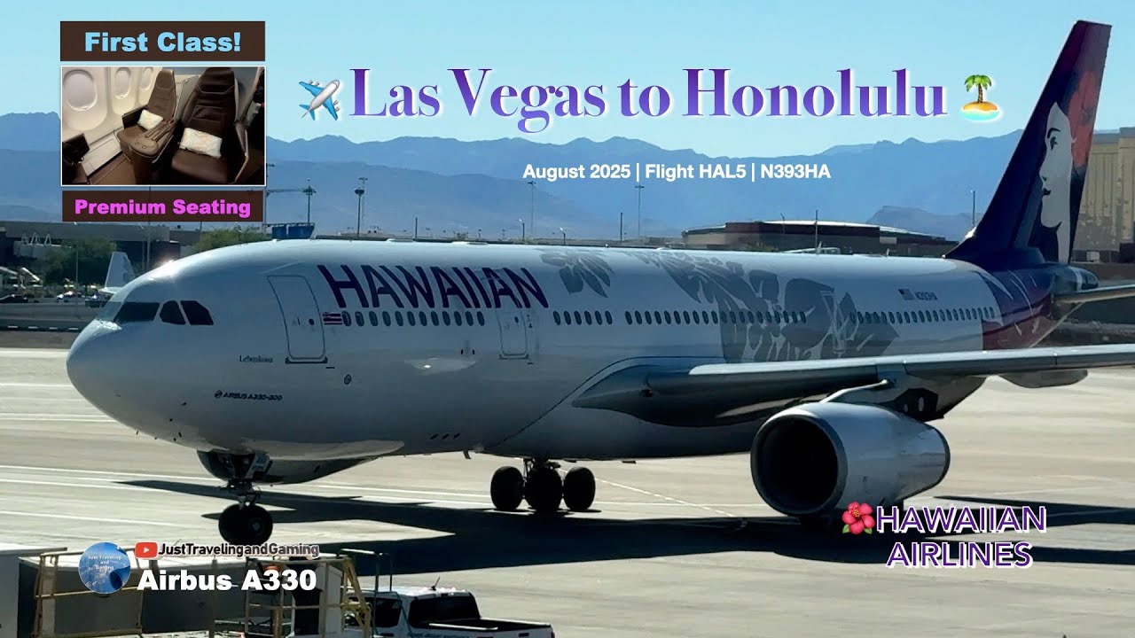 [4K] 🌺 Hawaiian Airlines A330 First Class | Flight from Las Vegas to Honolulu 🌴#hawaiianairlines