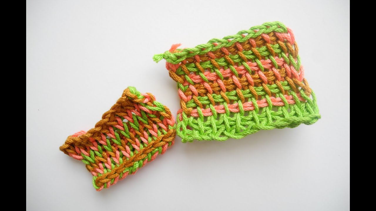 Tuniské háčkovanie | Trojfarebné