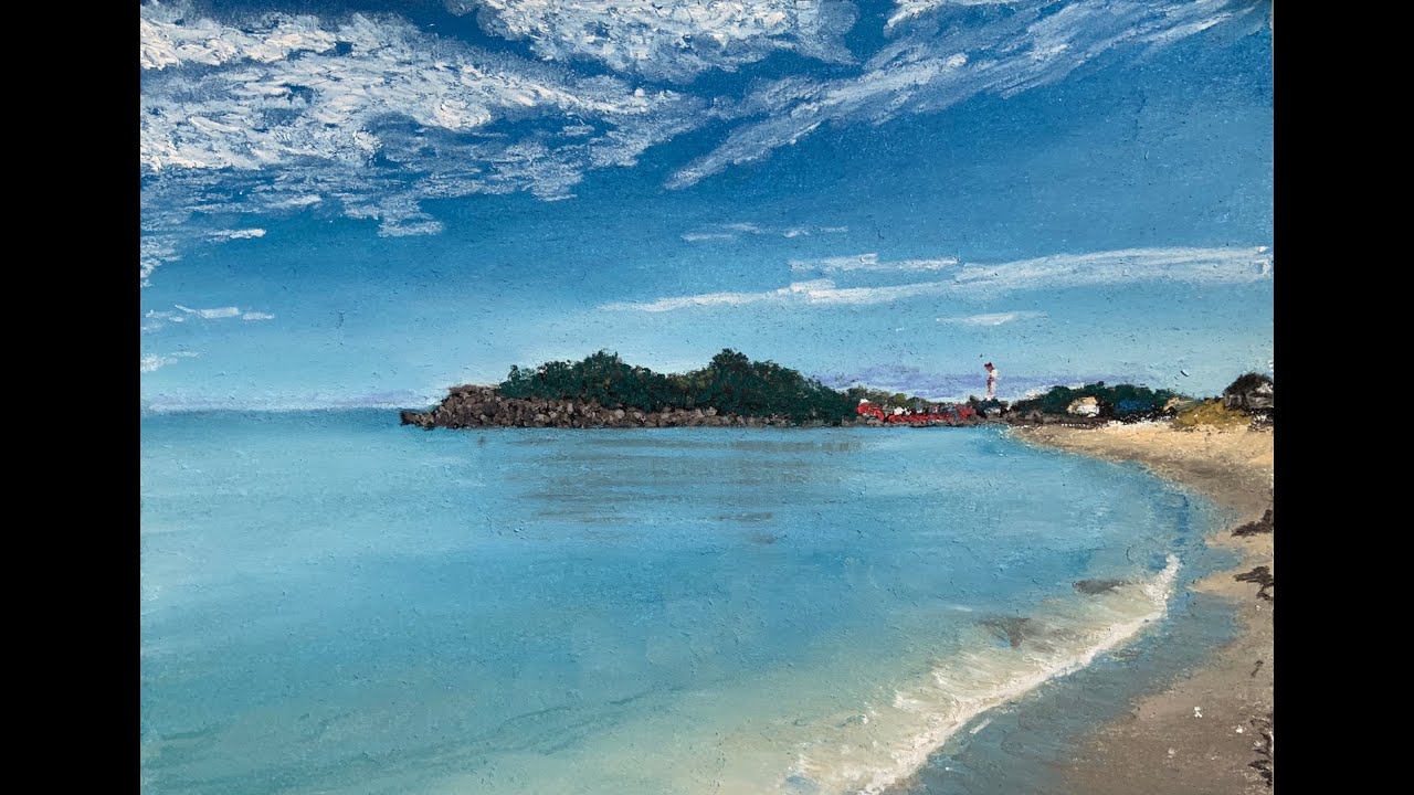 パステル画　照島海岸
