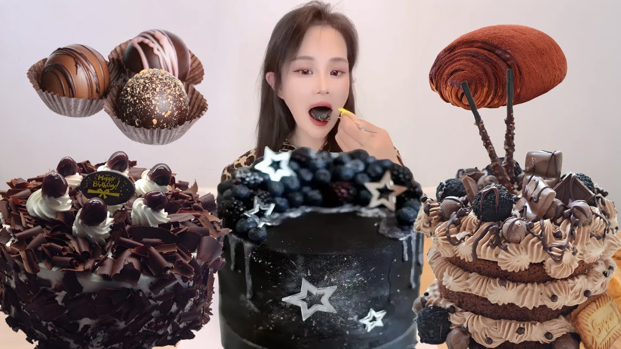 Asmr🍰Eating Black Sesame Cake🍰 (Soft And Waxy Sound) 크림丨먹방丨Mukbang丨Satisfying丨Eatings