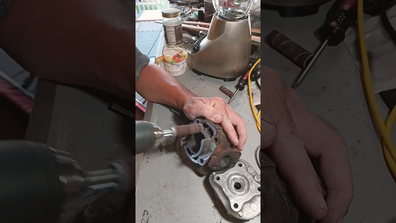 Porting cylinder transfers on a minarelli 50cc engine