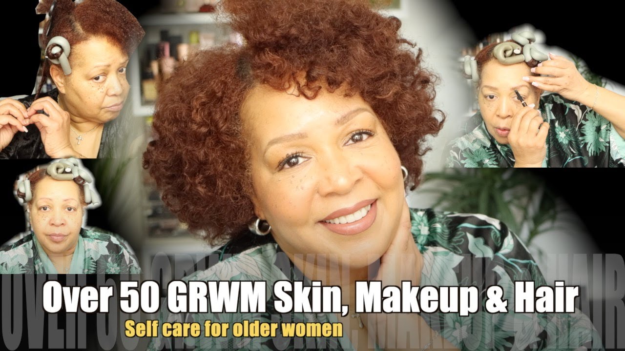 OVER 50 GRWM | Anti Aging Skincare,  Makeup & Natural Hair Style For Dry Mature Skin