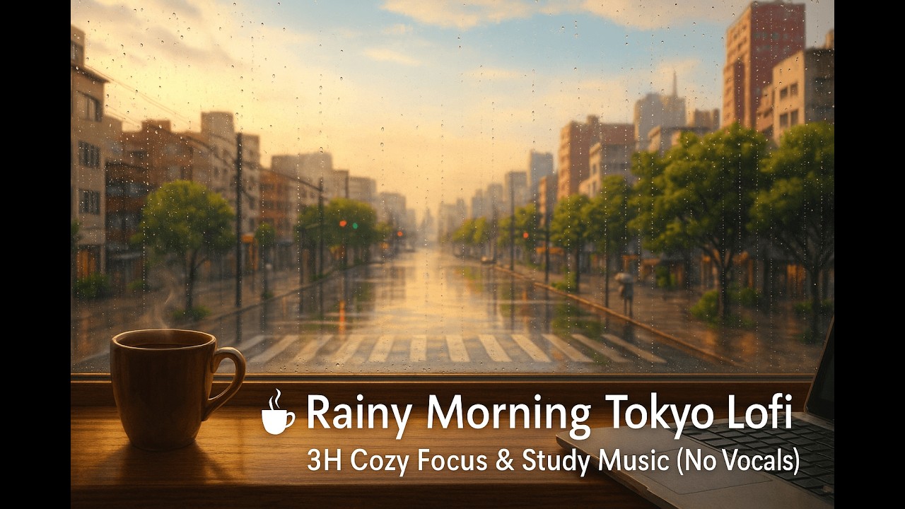☕ Rainy Morning Tokyo Lofi — 3 Hours Cozy Focus & Study Music (No Vocals)