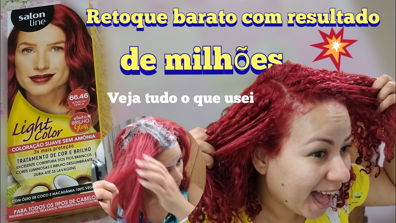 Retoque light color 66.46 vermelho cereja salon line Não estraga o cabelo TUDO O QUE USEI