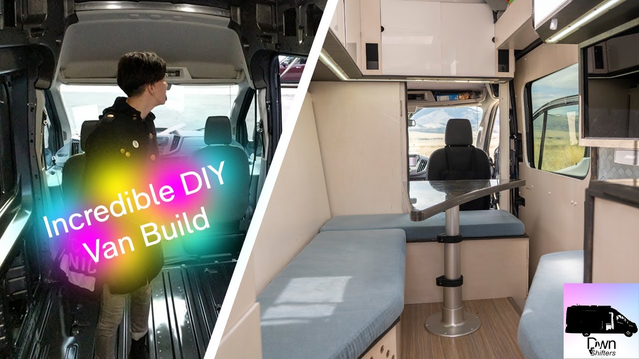 Incredibly Amazing DIY Van Build with Queen Murphy Bed, Shower, and Garage | DwnShifters