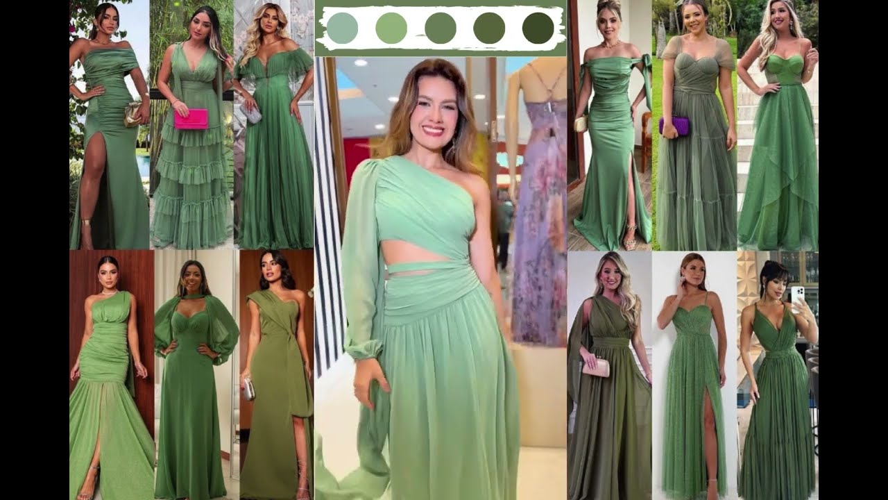 Modelos de vestidos para Madrinhas - Cor Verde Oliva #marcioeanalucelia