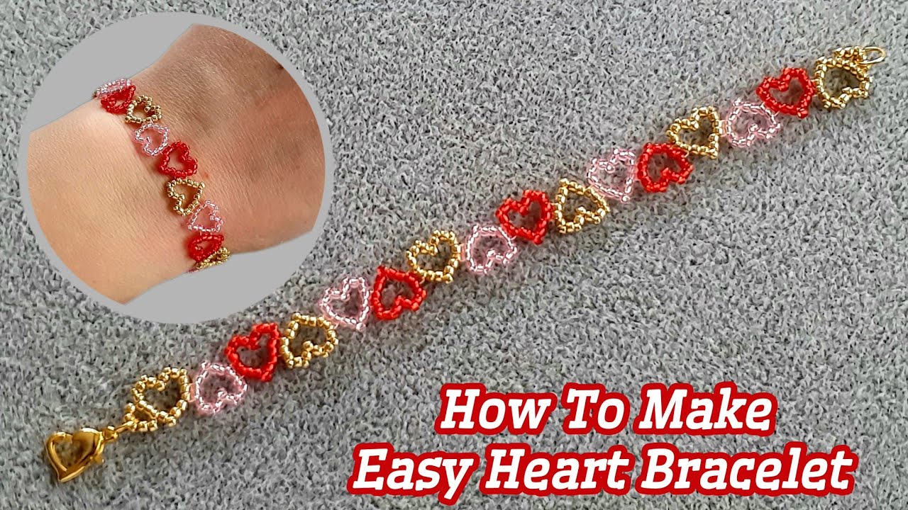 Heart bracelet/Valentine's Day jewelry idea/How to make easy bracelet/Beautiful beaded bracelet/DIY