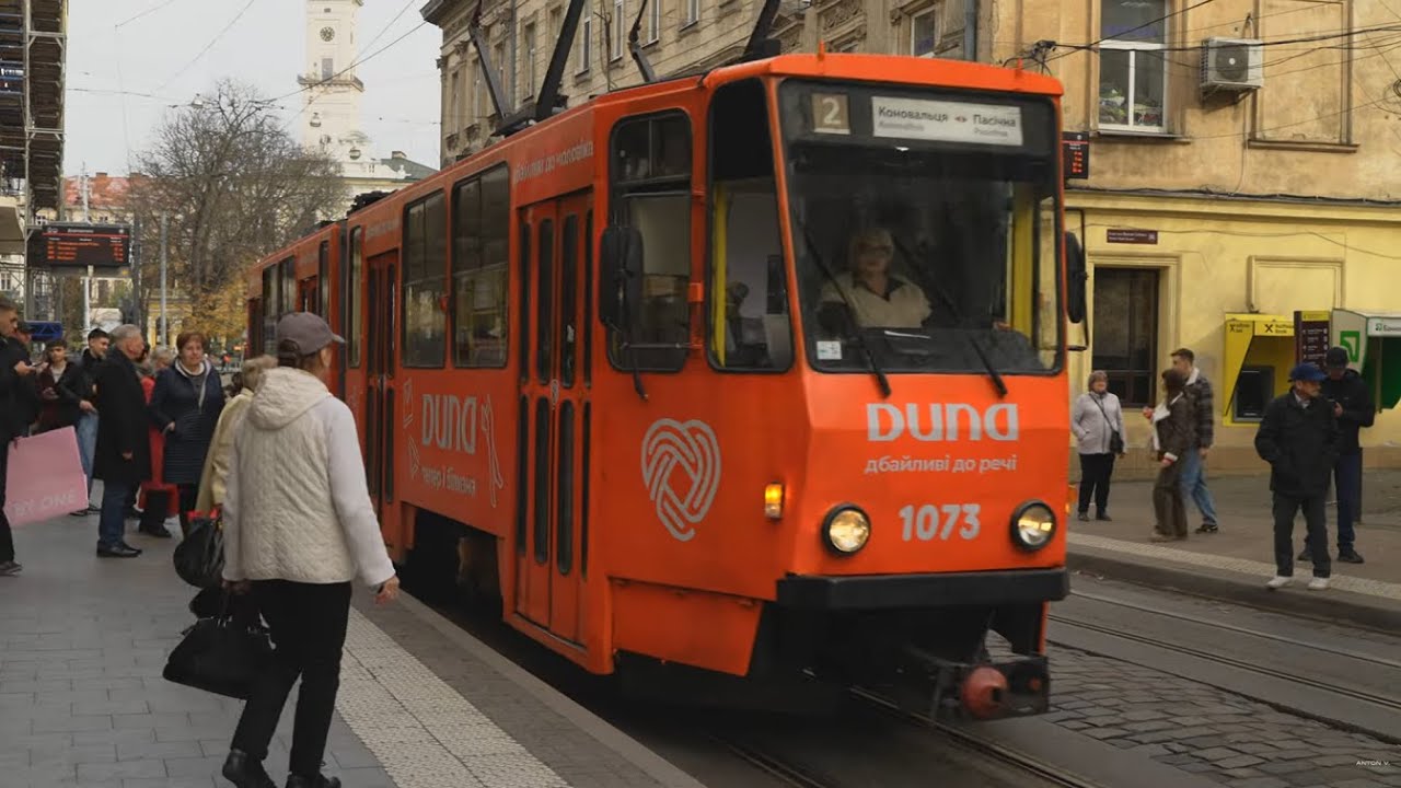 Ukraine, Lviv, tram 2 ride from Дорошенка (51) to вул. Коновальця (Музей Труша)