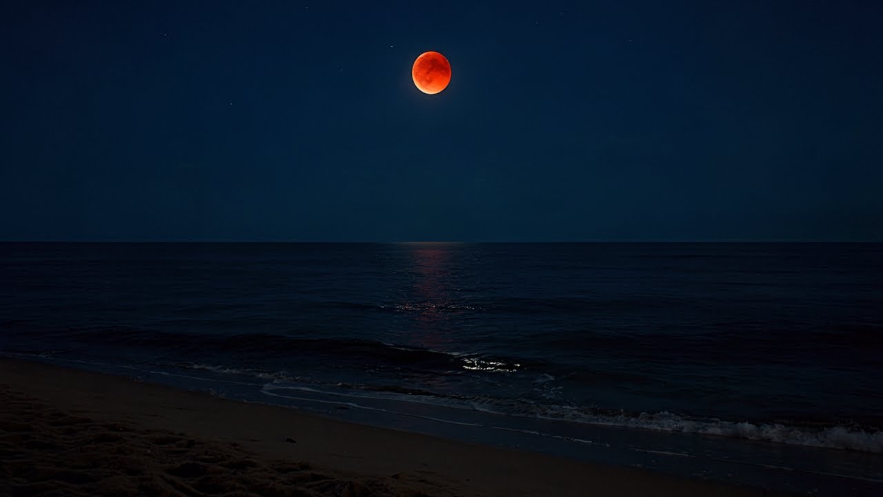 Ocean View of Lunar Eclipse to Help Relax or Sleep