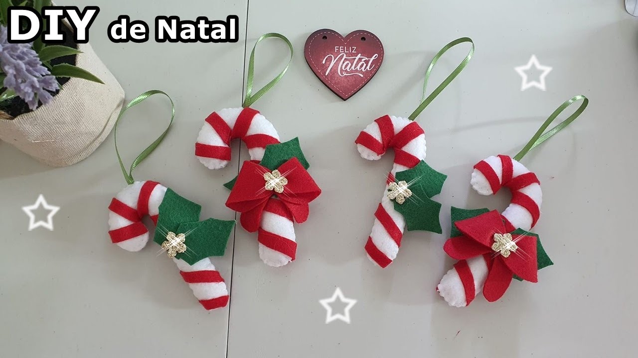 Como fazer Enfeite de Natal Facil e Rapido Ideia de Natal , bengala doce , enfeite de arvore,navidad