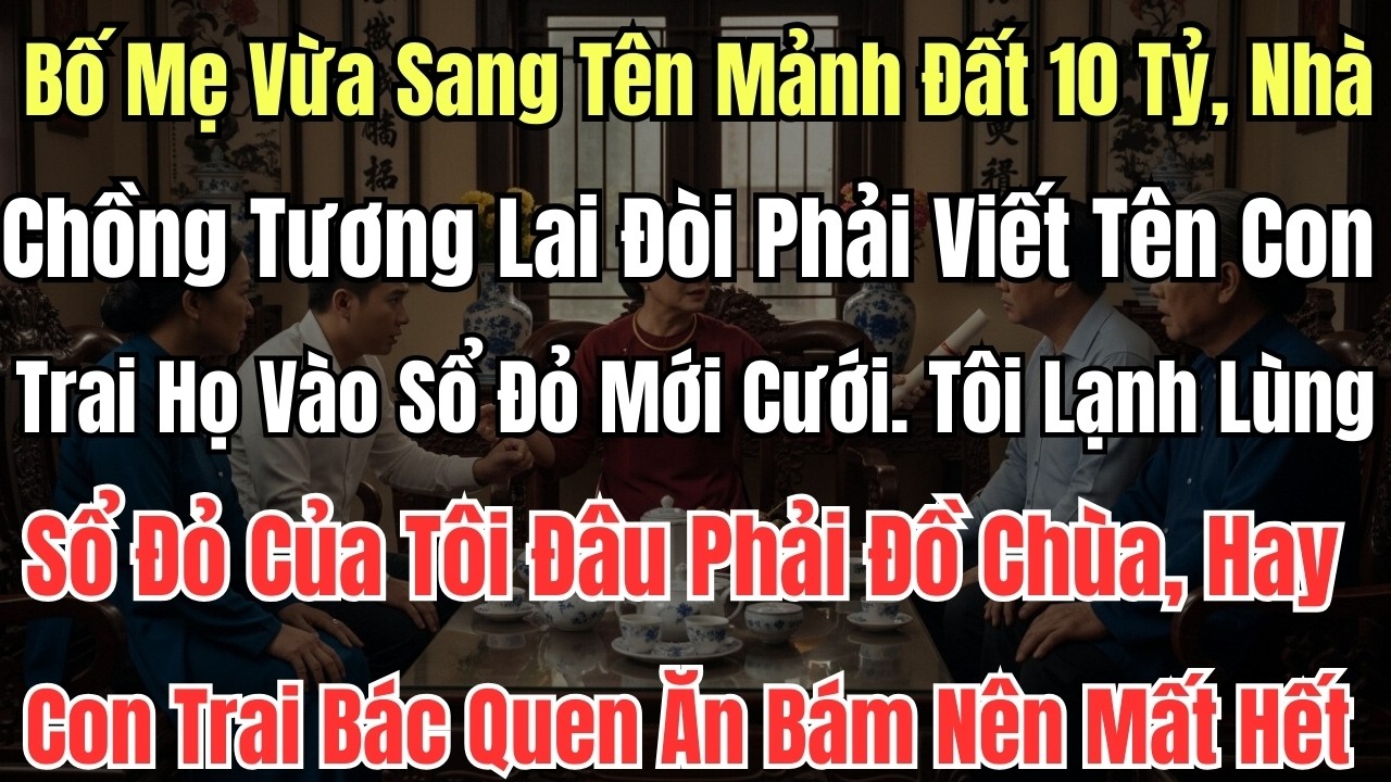 Bố Mẹ Vừa Sang Tên Mảnh Đất 10 Tỷ, Nhà Chồng Tương Lai Đòi Phải Viết Tên Con Trai Họ Vào Sổ Đỏ Mới