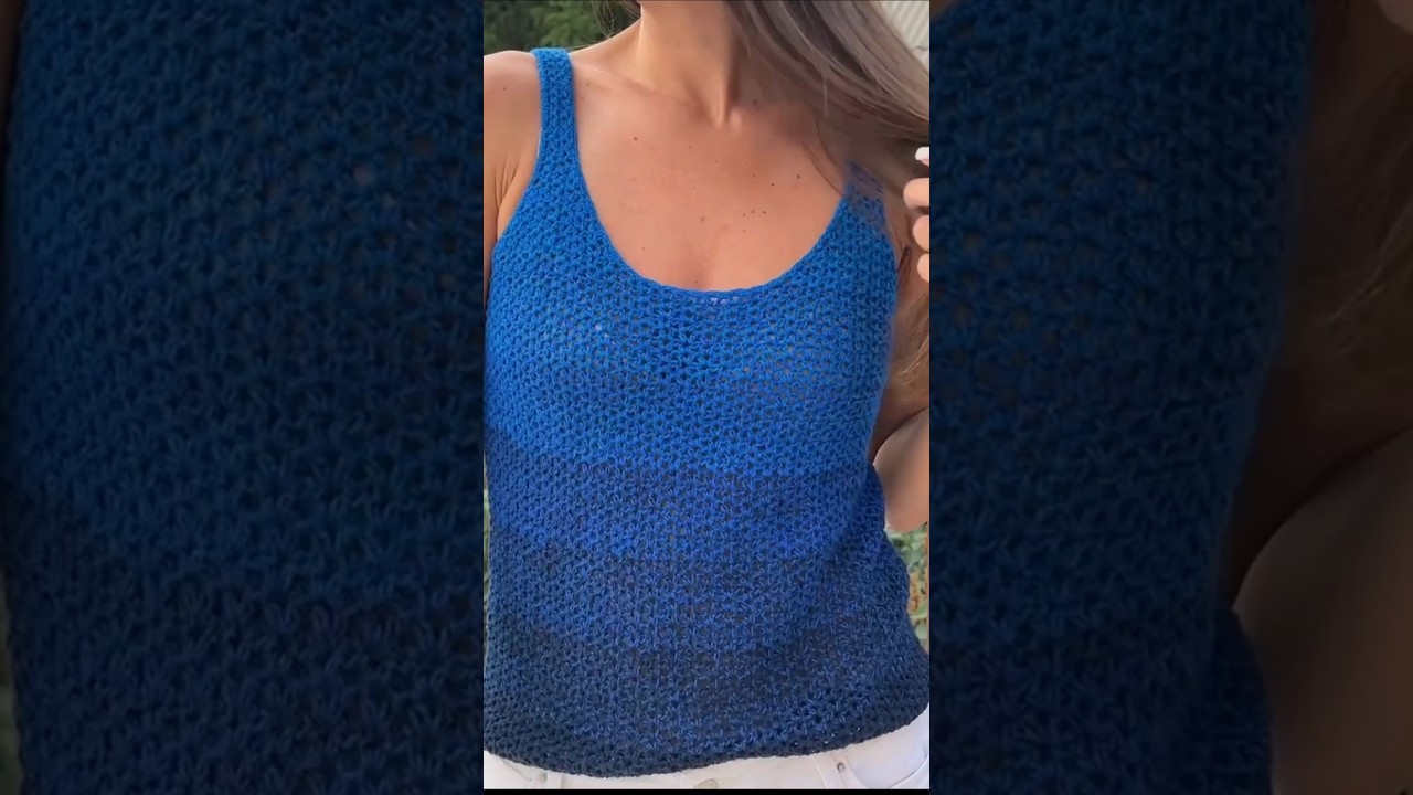 Blusa regata de crochê! Delicadeza é o nome dela. Gostou? COMENTE AQUI se deseja ver a aula 🩵