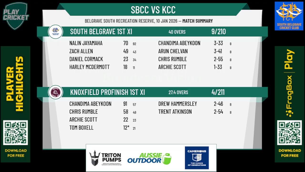 South Belgrave 1st XI v Knoxfield Profinish 1st XI
