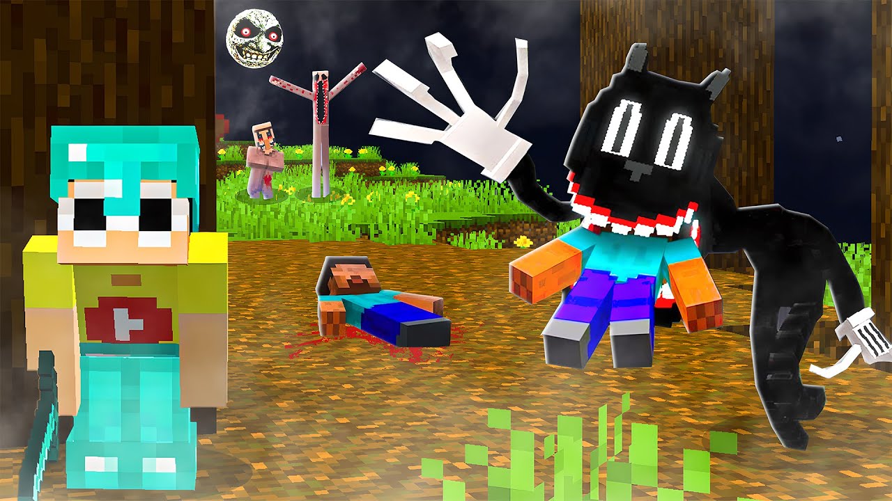 We Survived Cartoon Cat in Minecraft.. || Minecraft's Cartoon Cat Part 11