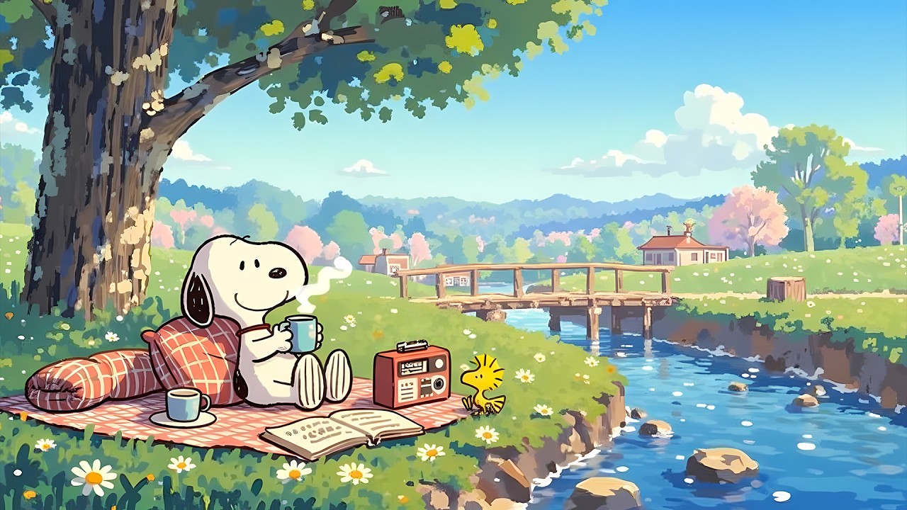 a peaceful day with snoopy ☕ lofi chill beats to brighten your day [chill / study / relax]